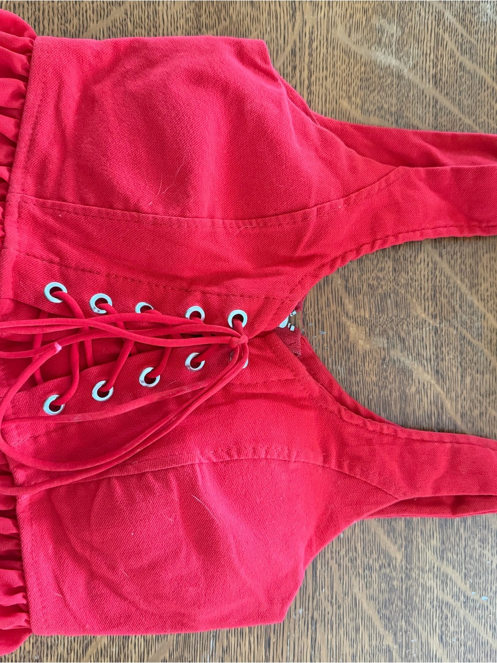 Red Lace-Up Crop Top ~ Made in Italy